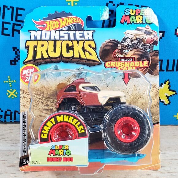 Hot Wheels Super Mario Donkey Kong Monster Trucks w/ Crushable Car 2019 30/75 - Picture 1 of 6